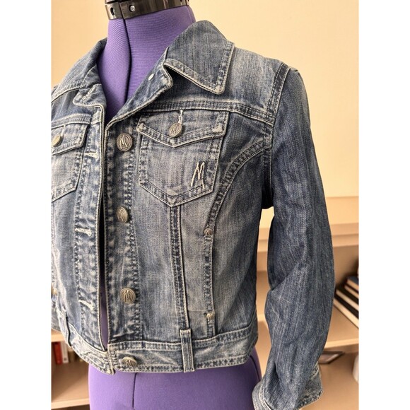 GUESS Marciano Y2K Denim Jacket Small Cotton Animal Print Lining 2000s - Picture 2 of 16